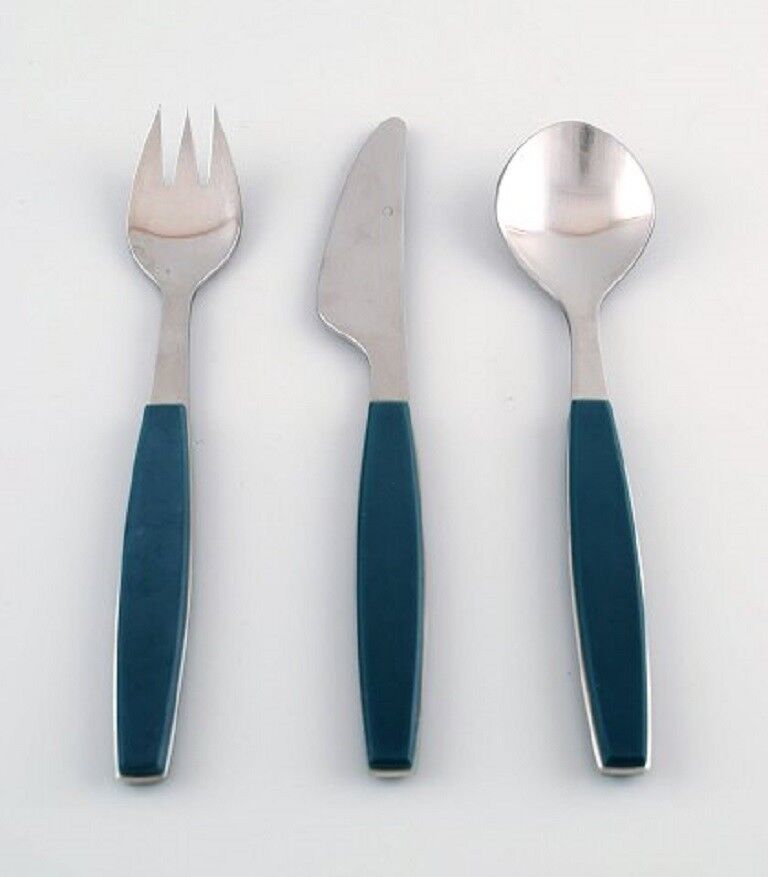 Complete service for 6 p Henning Koppel Stainless steel green plastic cutlery