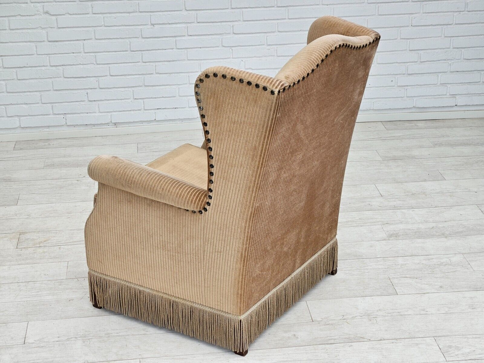 1970s Danish design armchair in corduroy ash wood original condition