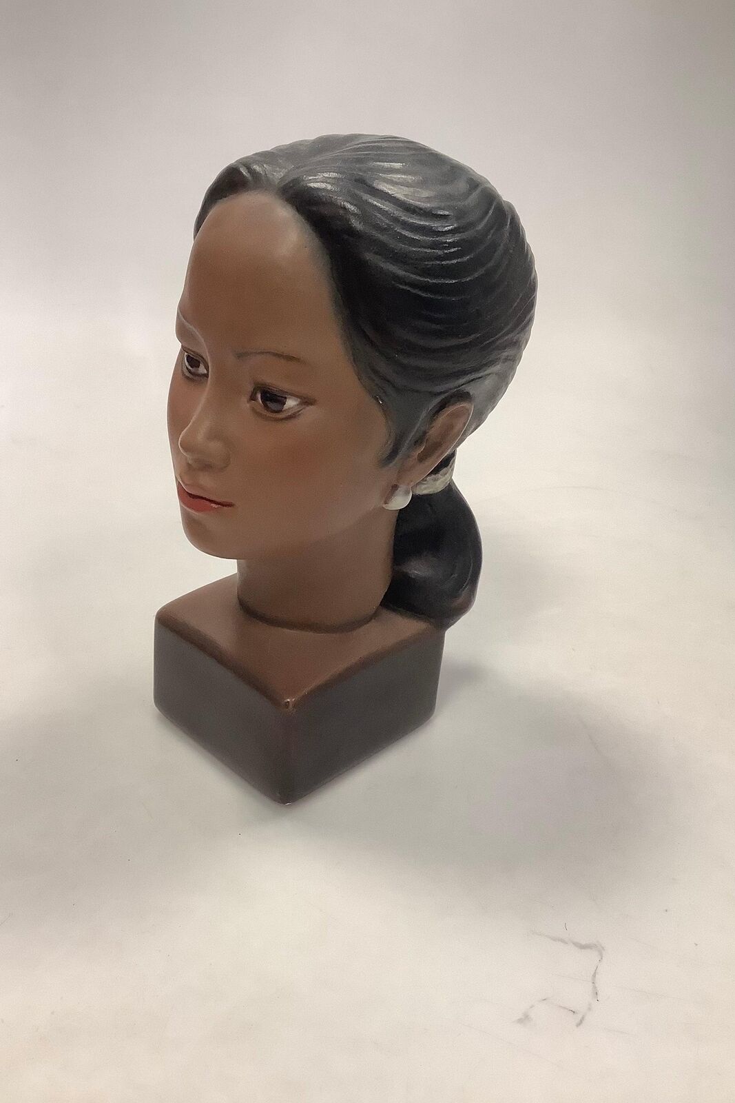 Burma Girl Carlsen Poul Hauch (1921 - 2006) Denmark in painted Plaster Bust