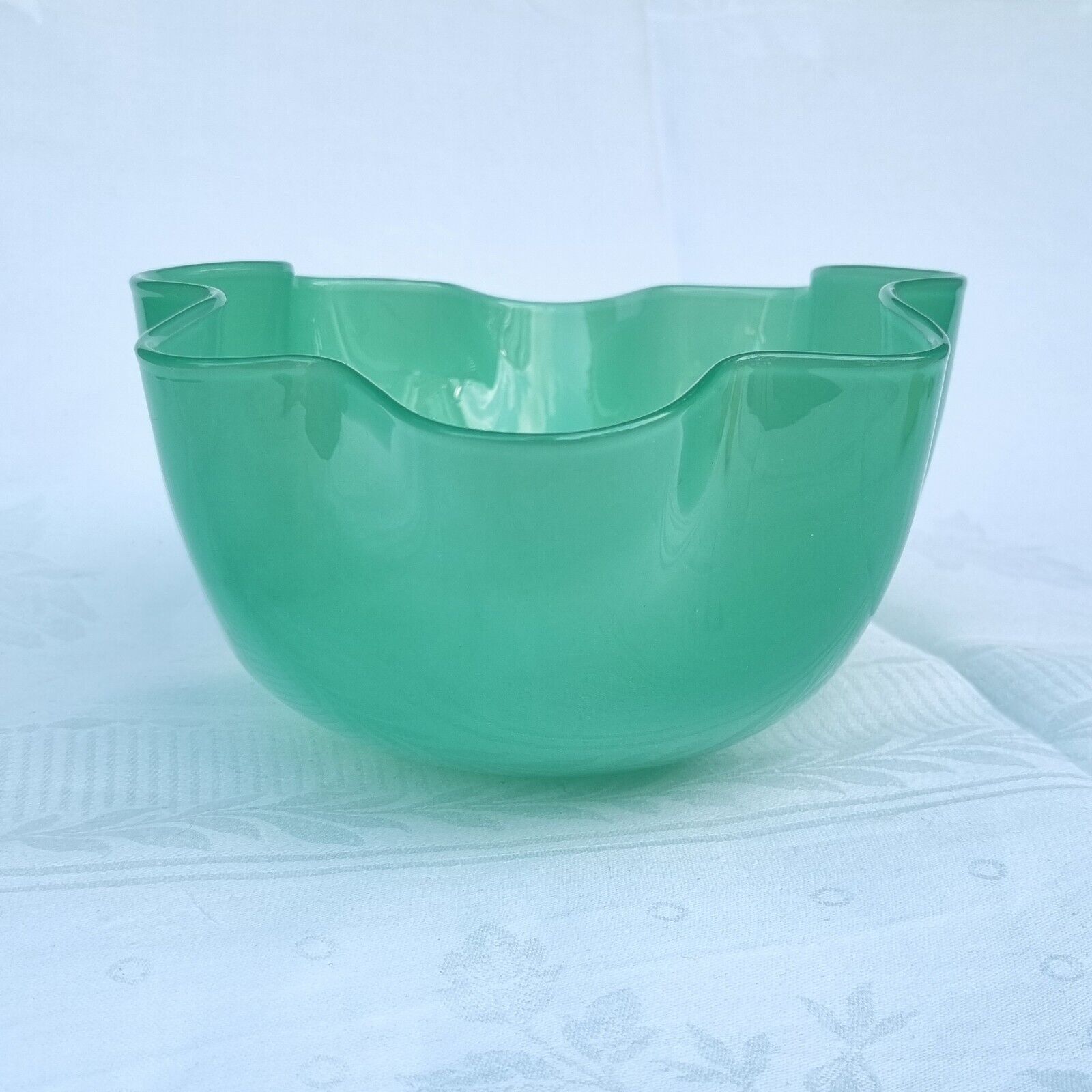 Orrefors Kantara bowl Sven Palmqvist Opalescent Green Glass Signed Expo