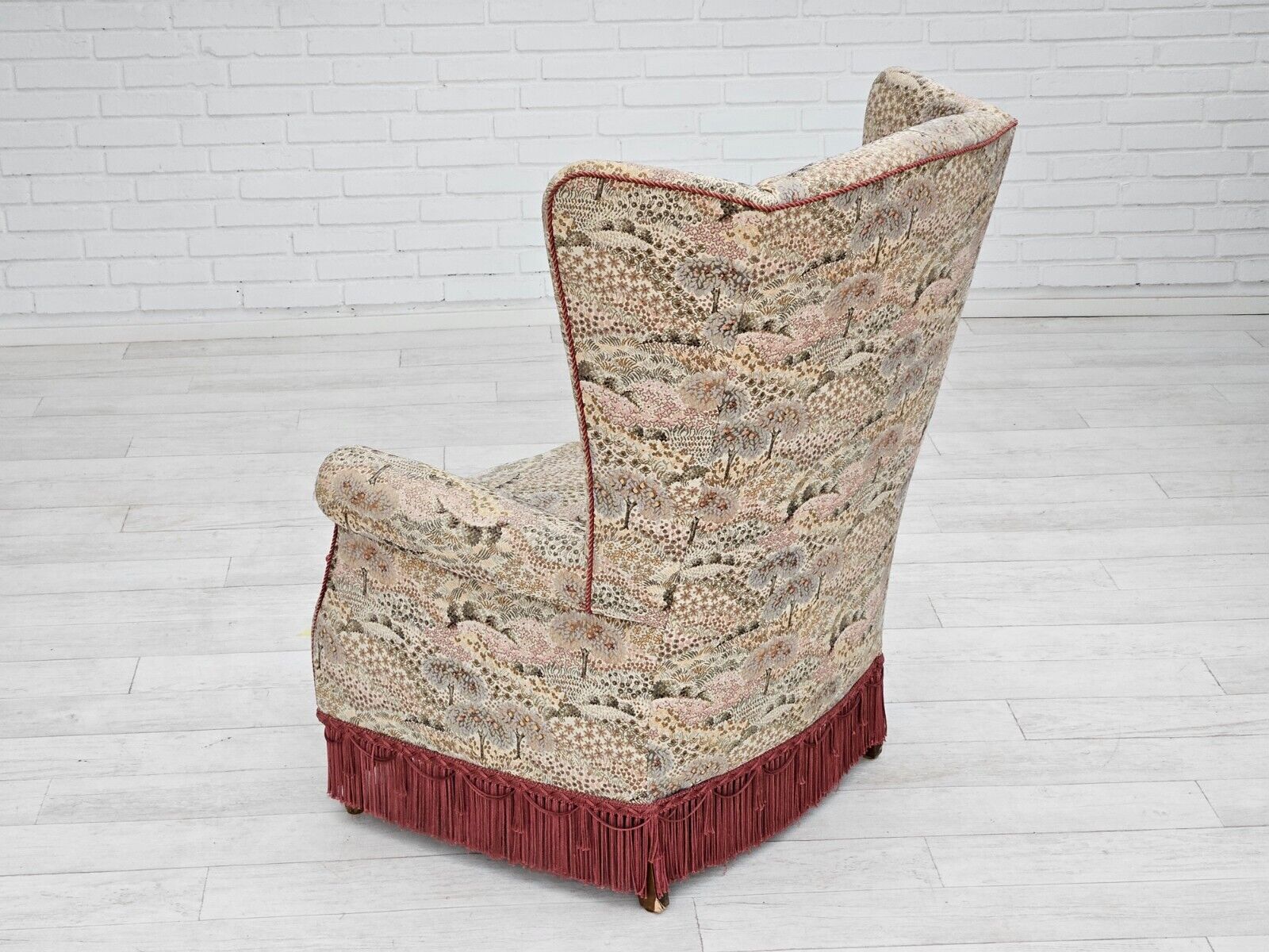 1955-60s Danish design high back armchair in floral fabric original