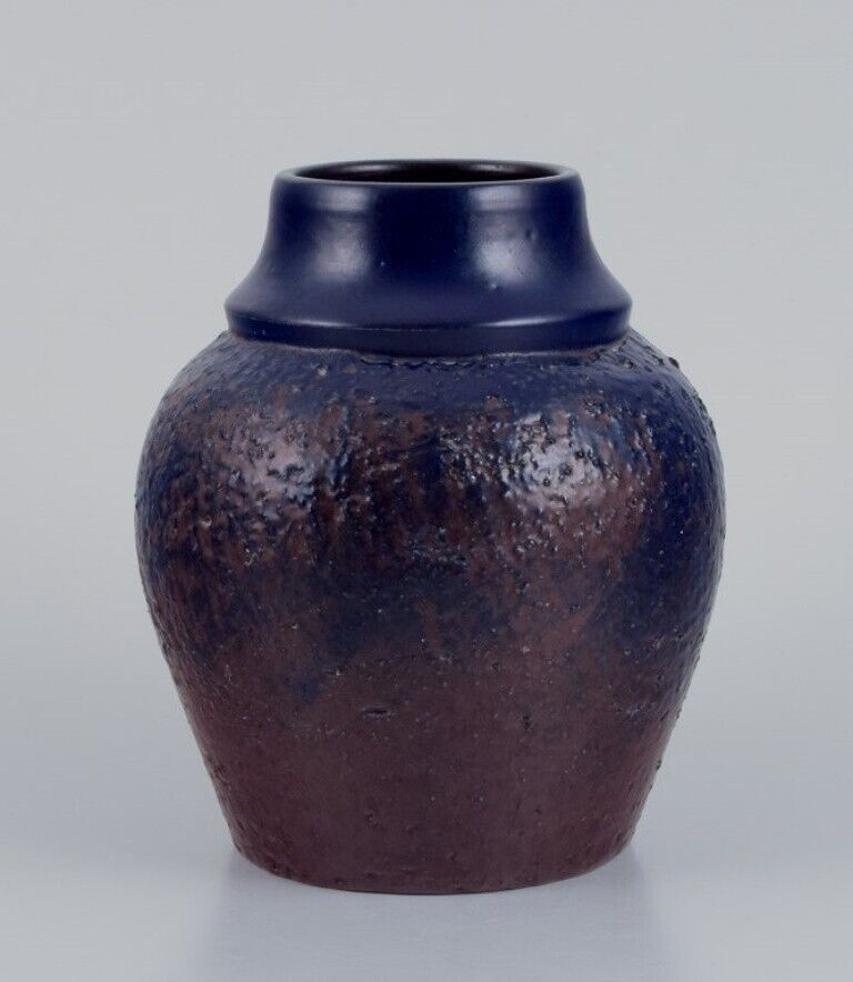 Mari Simmulson for Upsala Ekeby Ceramic vase with glaze in blue and brown tones