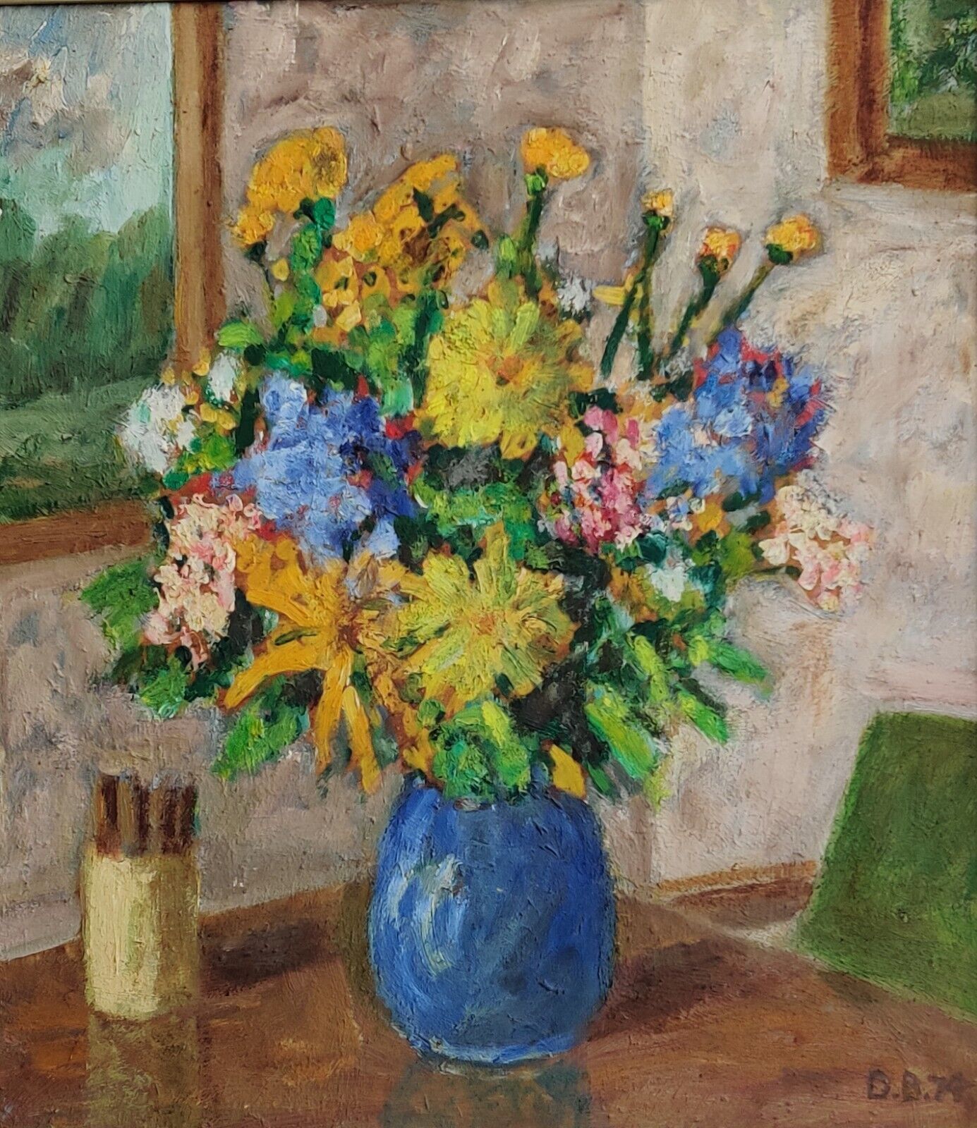 FLOWERS IN A VASE original oil painting