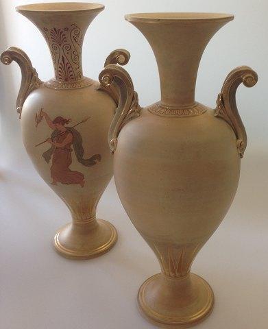 Pair of P Ipsen Greek Vases Large 37cm with colored motifs