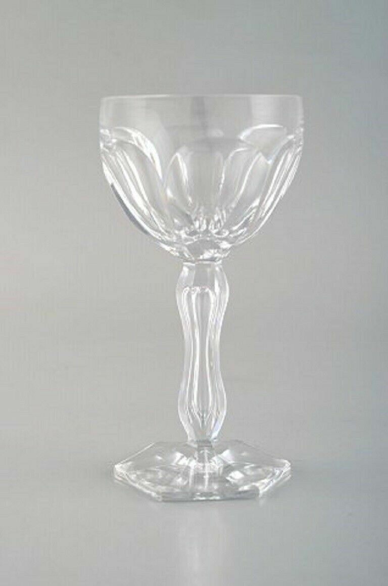 Val St Lambert Belgium Five Lalaing glasses in mouth blown crystal glass