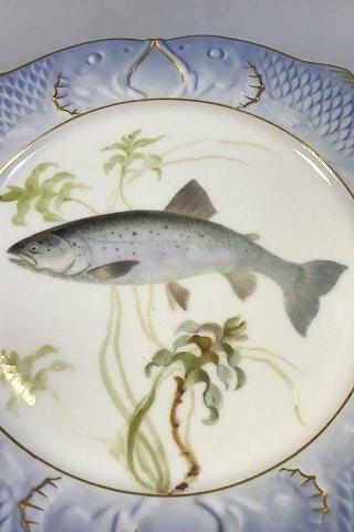 Royal Copenhagen Blue Fish Plate with Gold No 1212/3002