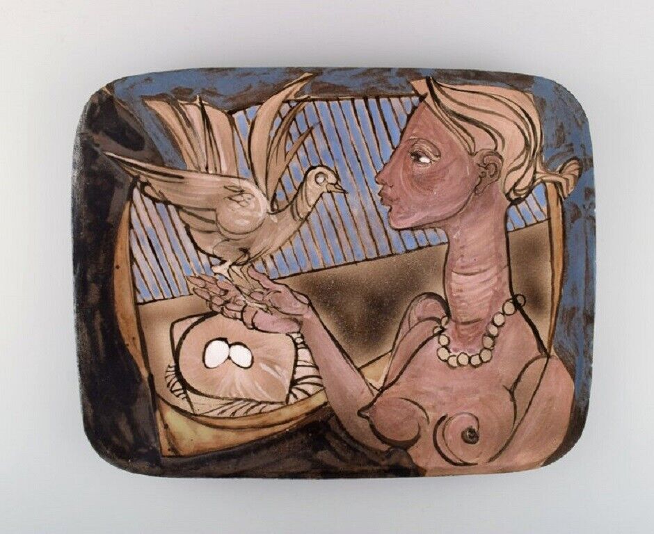 Achiel Pauwels (b 1932) Belgium Unique dish in glazed hand-painted ceramics