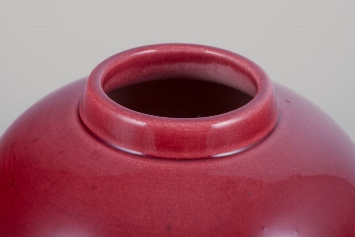 Paul Millet for Sevres France Unique lidded ceramic jar with oxblood glaze