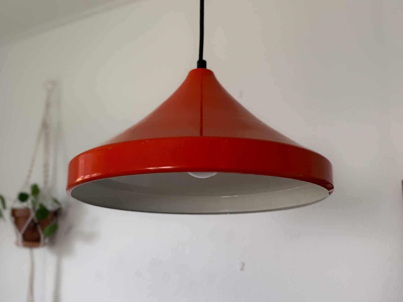 Retro Orange Cone Pendant Lamp - Vintage 80s | Industrial Lamp