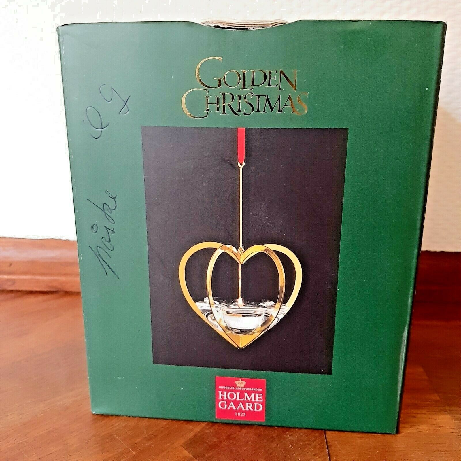 CHRISTMAS HEART 2005 Annual Golden Christmas Candleholder votive Holmegaard Box