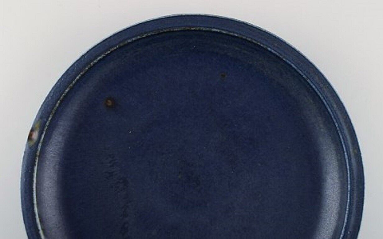 Round Saxbo dish in glazed stoneware Beautiful glaze in deep blue shades