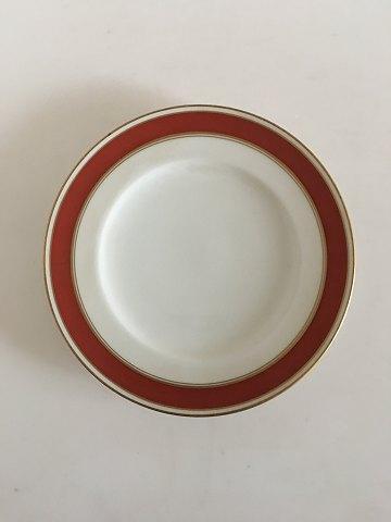 Bing  Grondahl Egmont Luncheon Plate No 26 White with Wine Red Border and Gold