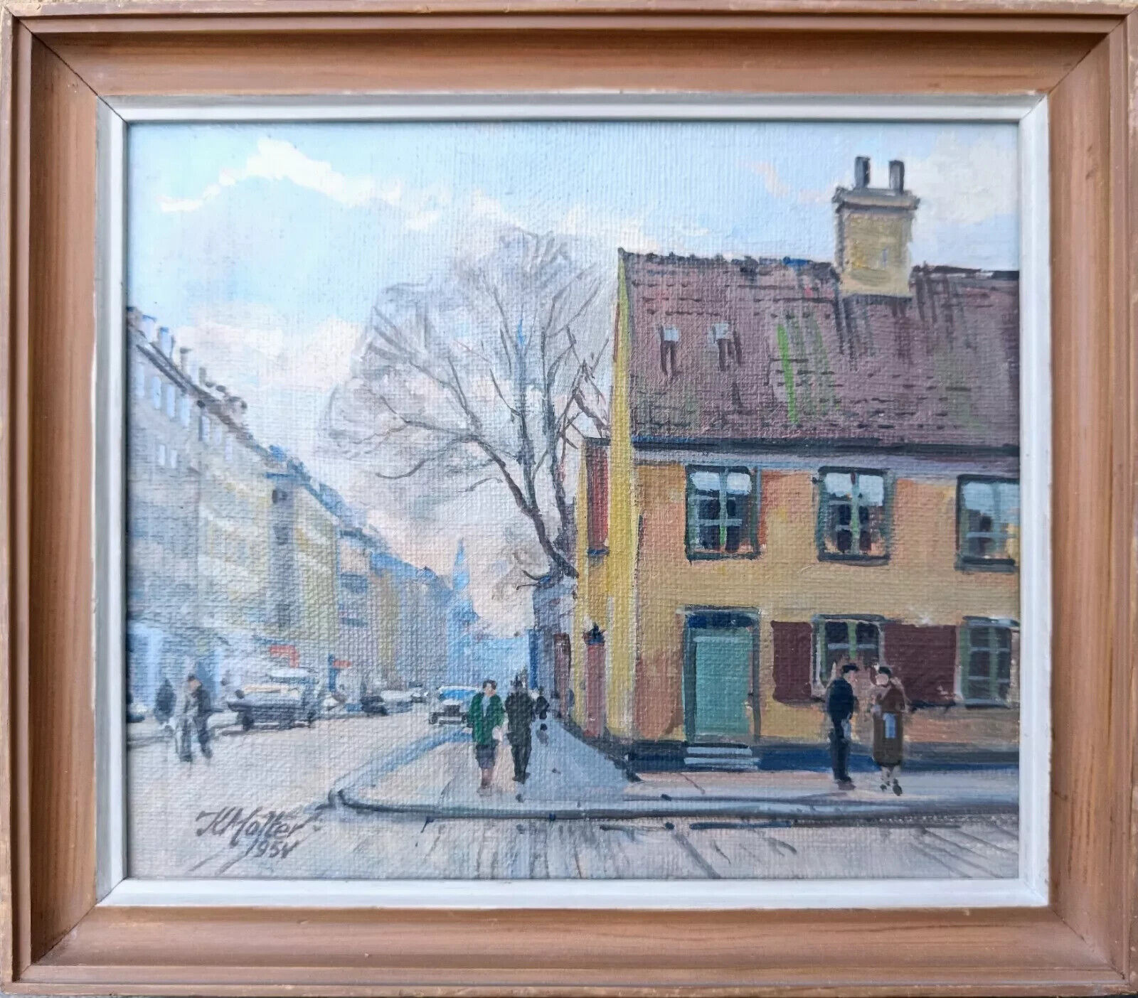 Kai Molter 1903-1981: City Scene Copenhagen Dated 1954 Free shipping