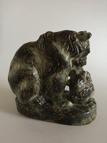 Royal Copenhagen Stoneware Figurine Bear with young by Knud Kyhn No 21200