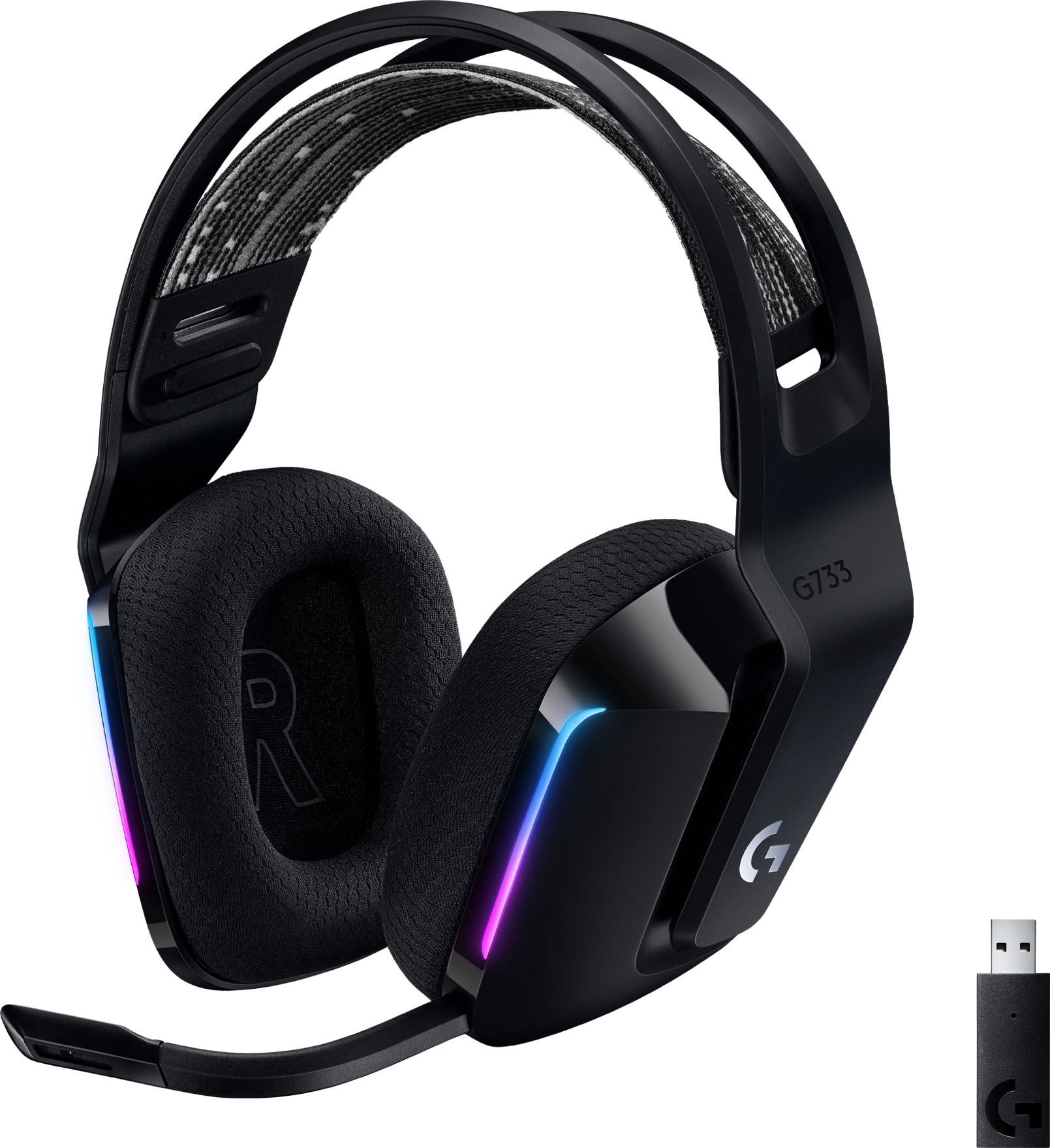 Logitech G733 Lightspeed RGB gaming headset (sort)