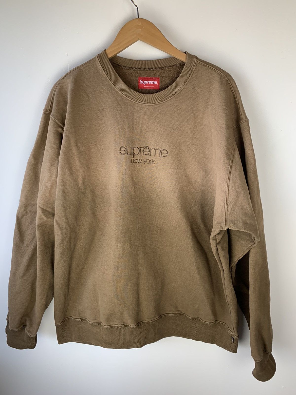 Supreme Dipped Crewneck in Brown, Men's (Size XL)