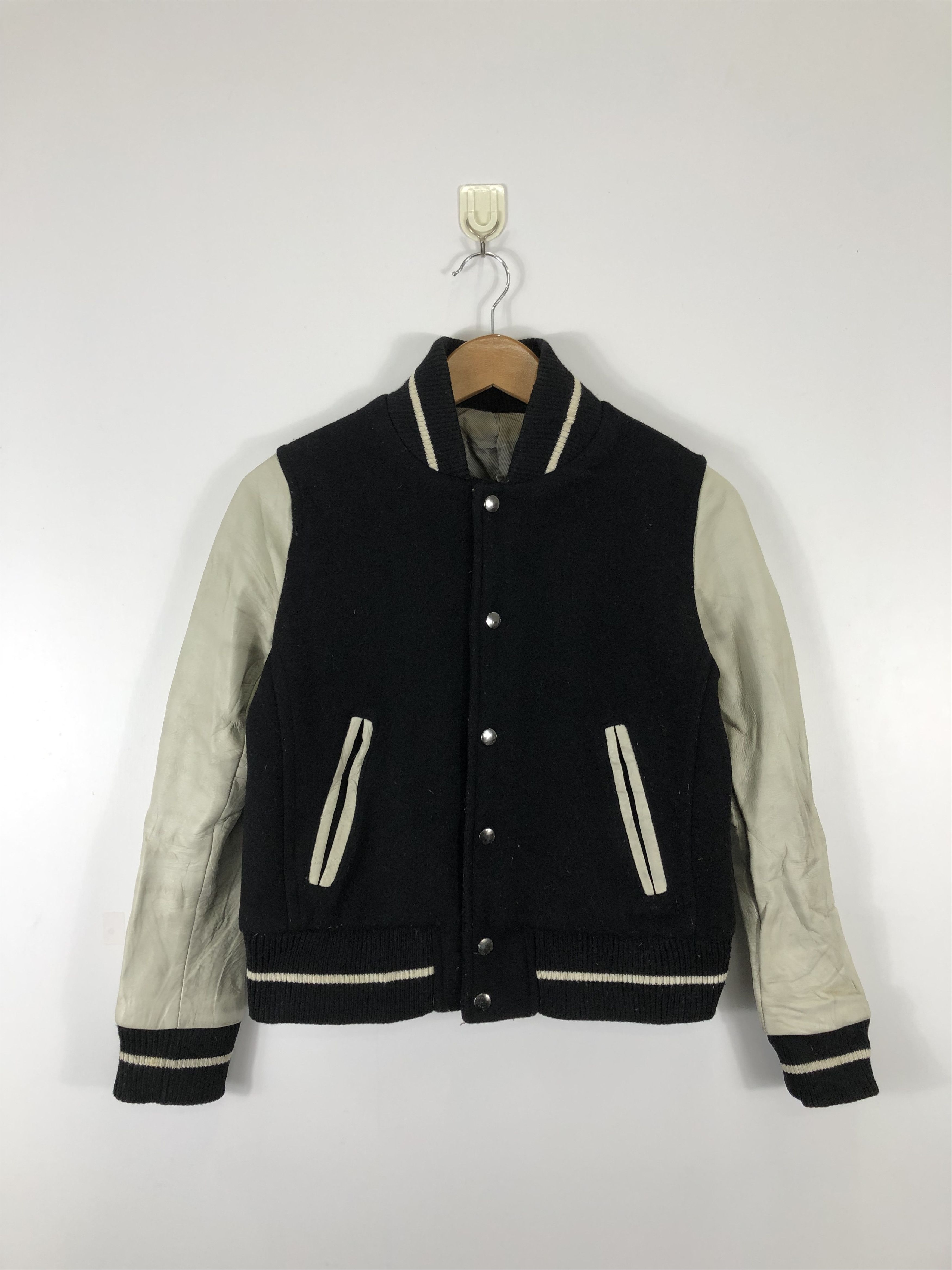 Varsity Jacket Sleeve Leather in Black, Men's (Size Small)