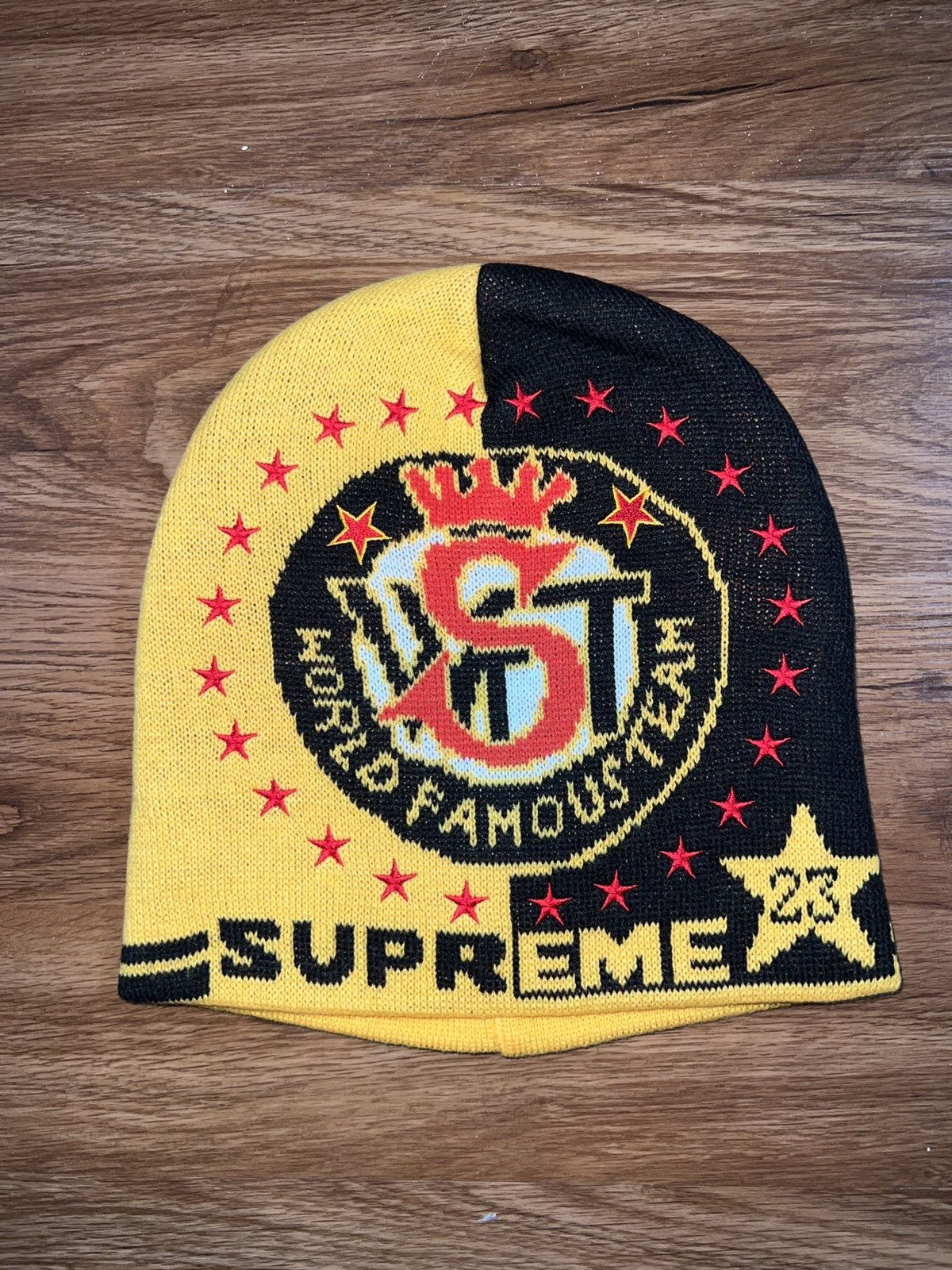 Hypebeast x Supreme Umbro Beanie in Black/Yellow, Men's