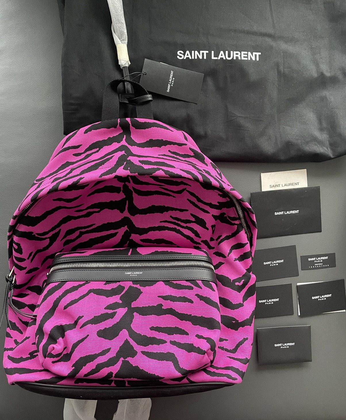 Hedi Slimane x Saint Laurent Paris Sold Out Super Runway Iconic Tiger Print Backpack, Men's