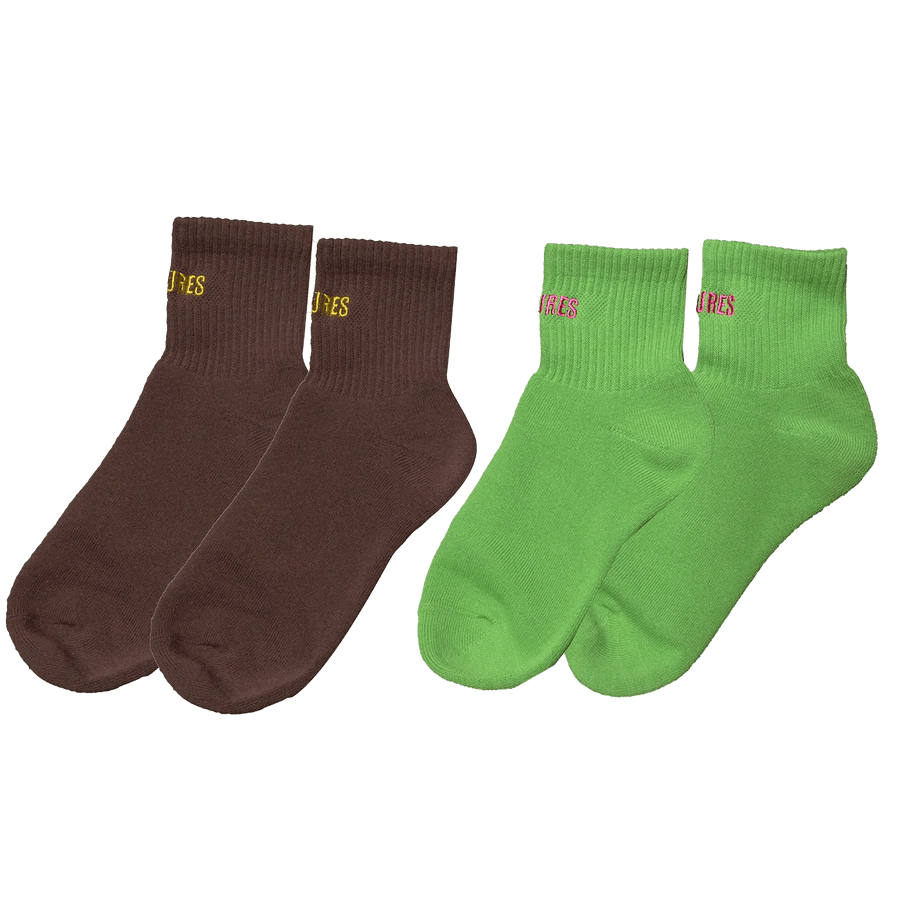 Pleasures Socks - 2 Pack (Brown + Green), Men's