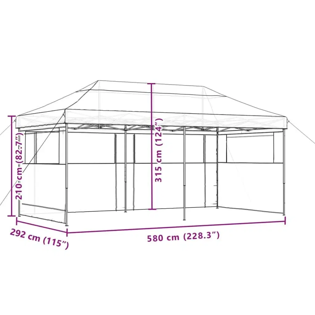 Foldbart pop up-festtelt med 3 sidevægge gråbrun