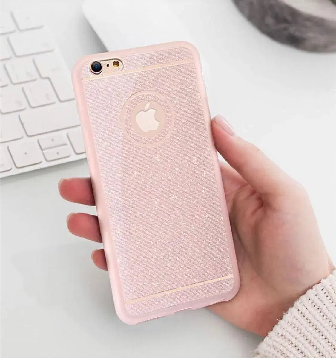 Rosa glimmer cover til iPhone 5 5s SE 6 6s 6+ 6s+