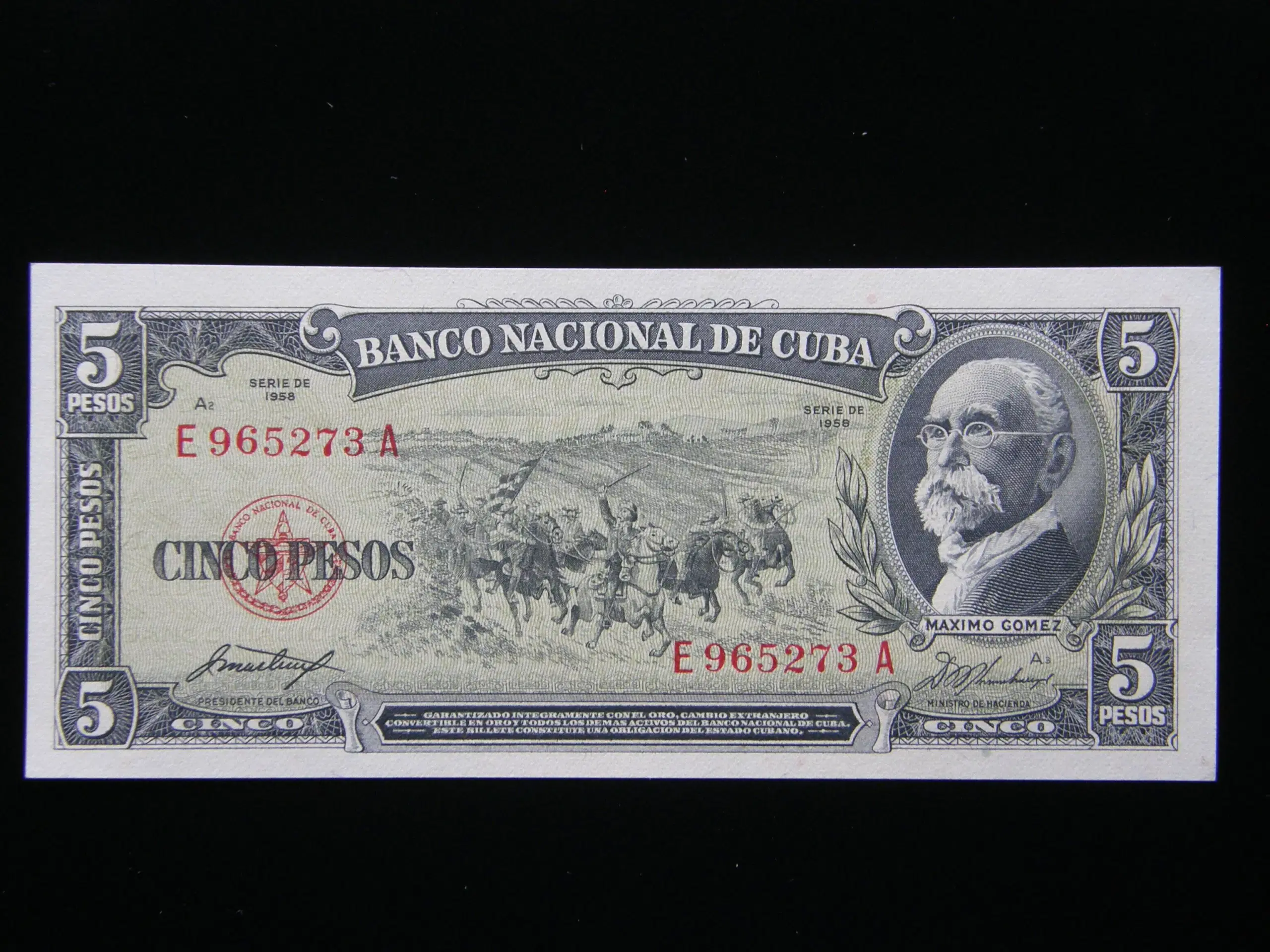 Cuba  5 Pesos 1958  P91a  Unc