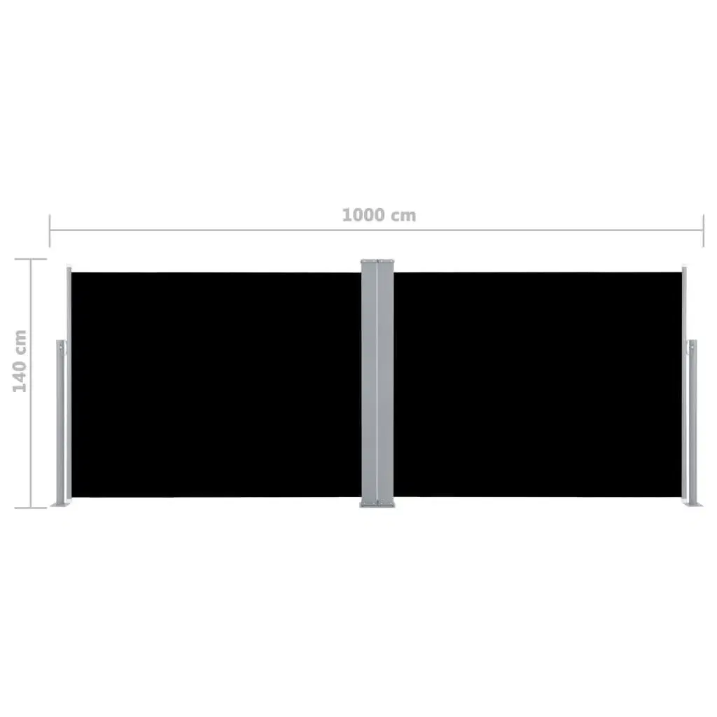 Sammenrullelig sidemarkise 140 x 1000 cm sort