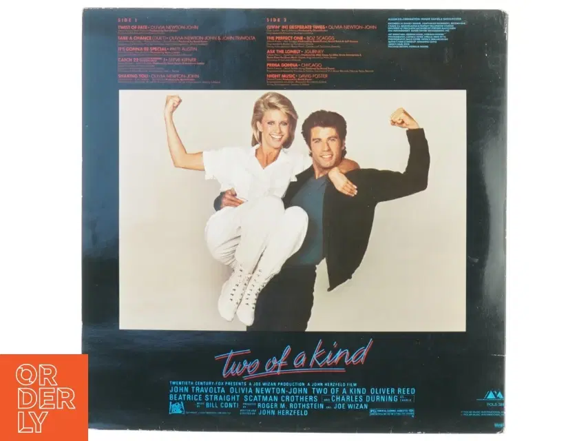 Lp plade john travoltaolivia newton john two of a kind fra Polar Music International (str 31 x 31 cm)