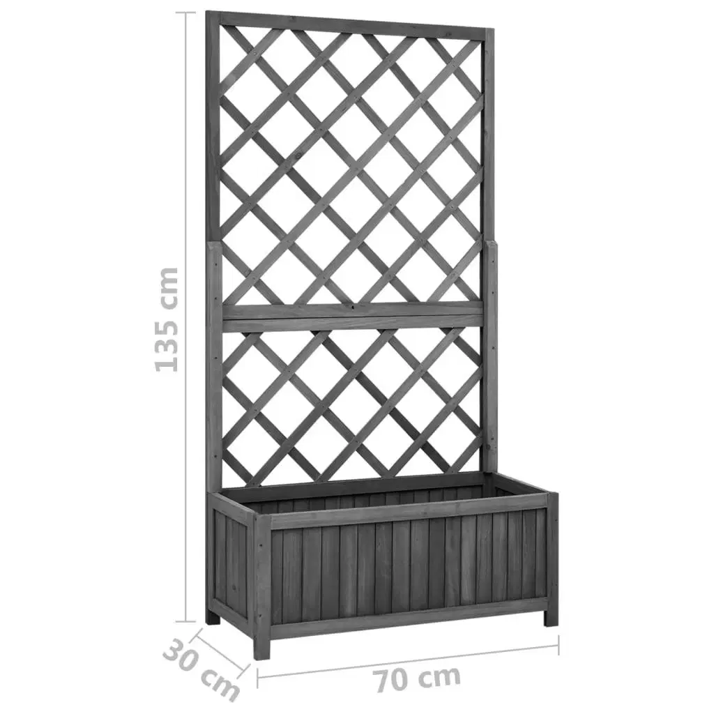 Plantekasse med espalier 70x30x135 cm massivt fyrretræ sort