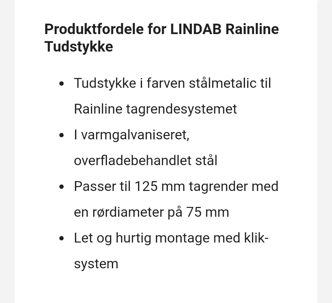 Tudstykke til nedløbsrør