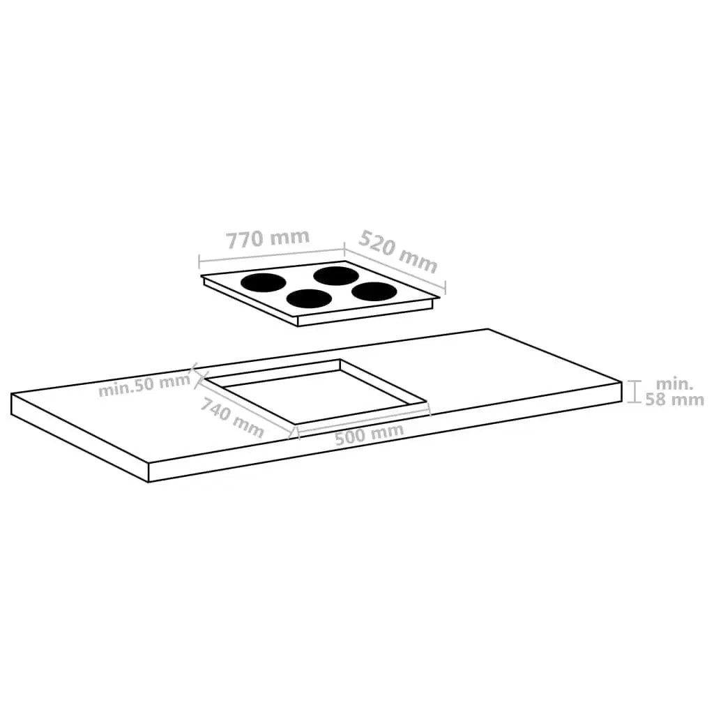 Induktionskogeplade med 4 zoner Touch Control 7000 W 77 cm glas