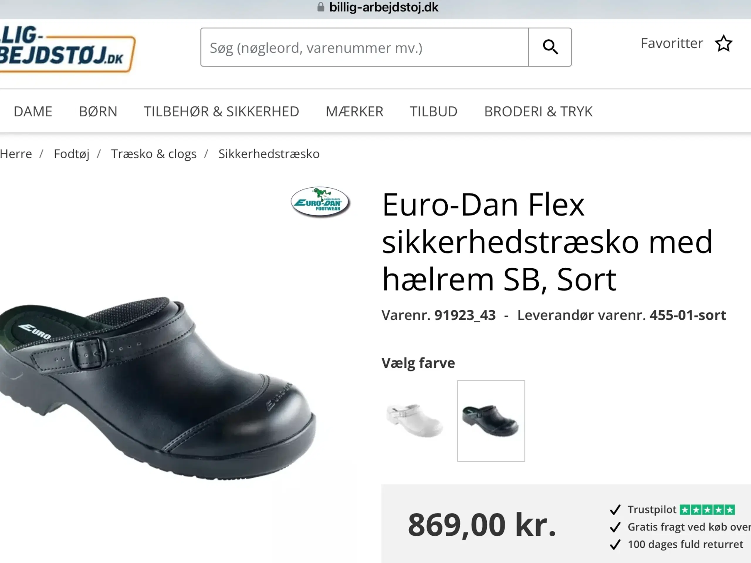 Euro-Dan Flex træsko med hælrem str 43