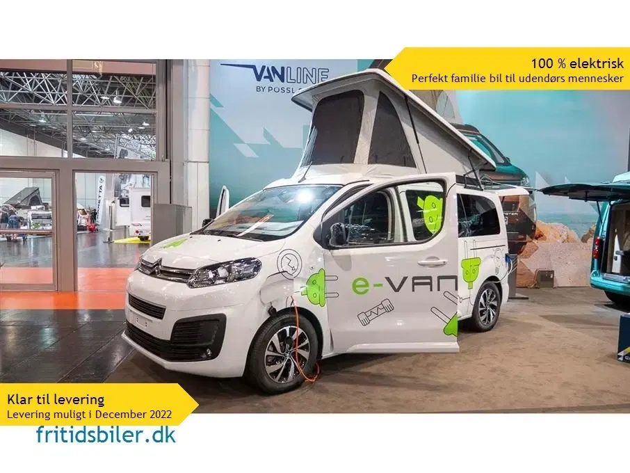 2024 - Pössl vanline E-Vanster 75 Kwh   DK´s første elektriske campervan 380 km på en opladning og kun 345 kr halvårligt i vægtafgift