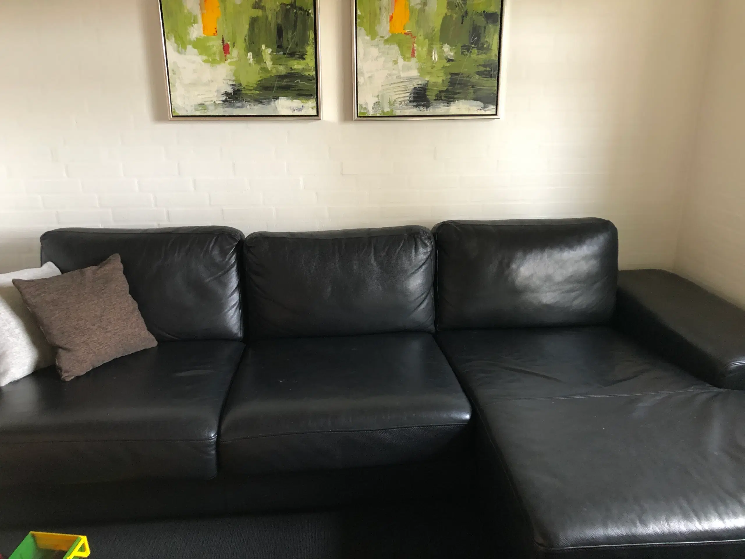 Læder sofa med chaiselong