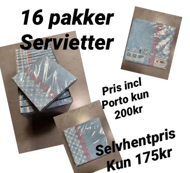 1 kasse m/16 pakker servietter