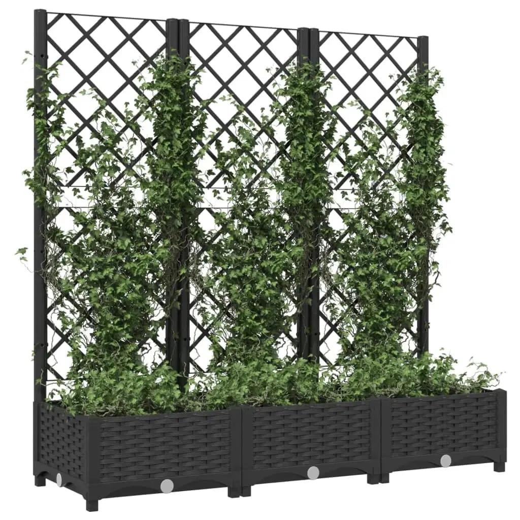 Plantekasse med espalier 120x40x1215 cm PP sort