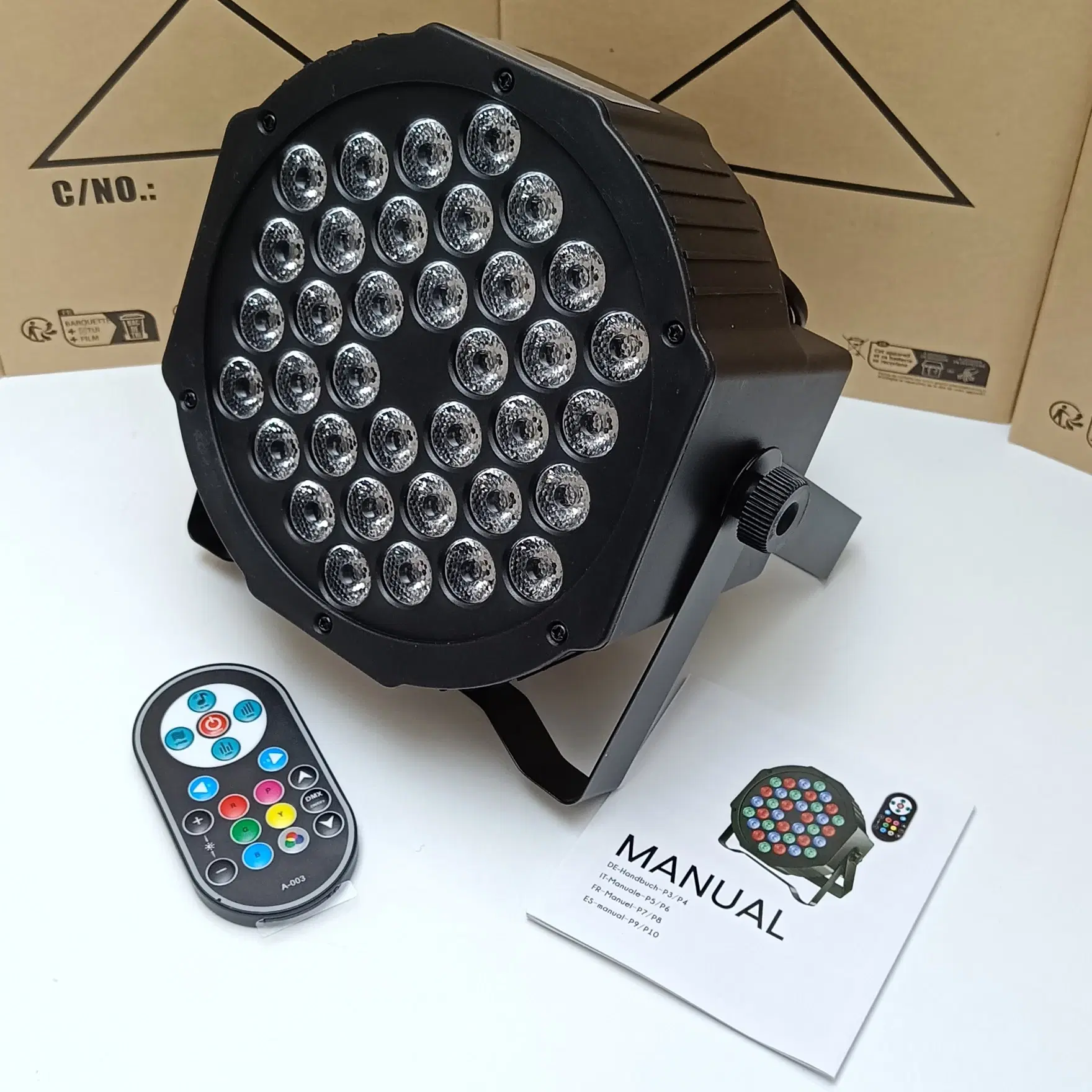 NY! 36 RGB LED Diskolys Lydsensor / DMX512 In-Out