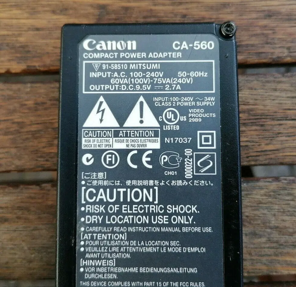 Canon AC/DC Adapter 95Vdc 27A Model: CA-560