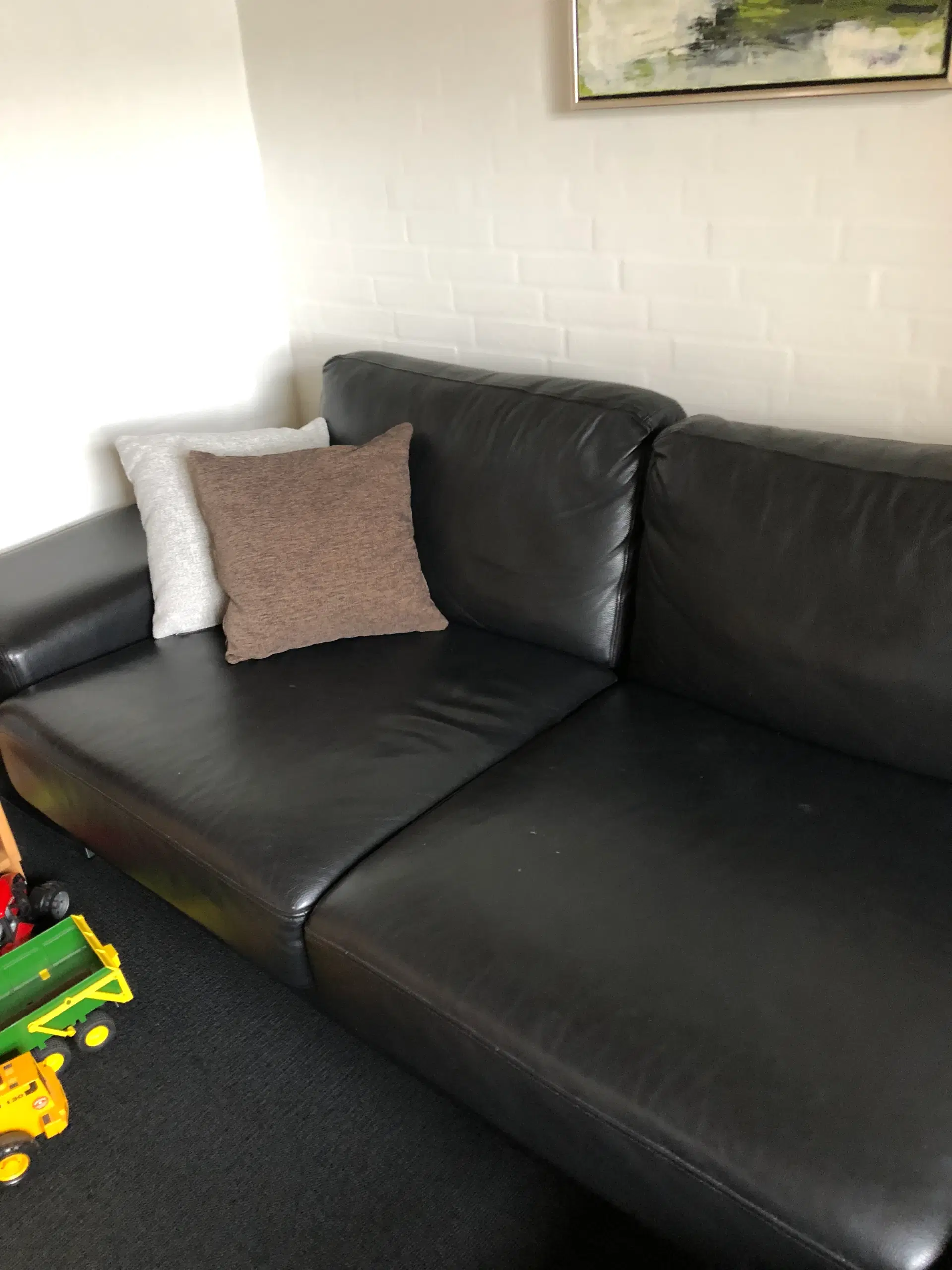 Læder sofa med chaiselong