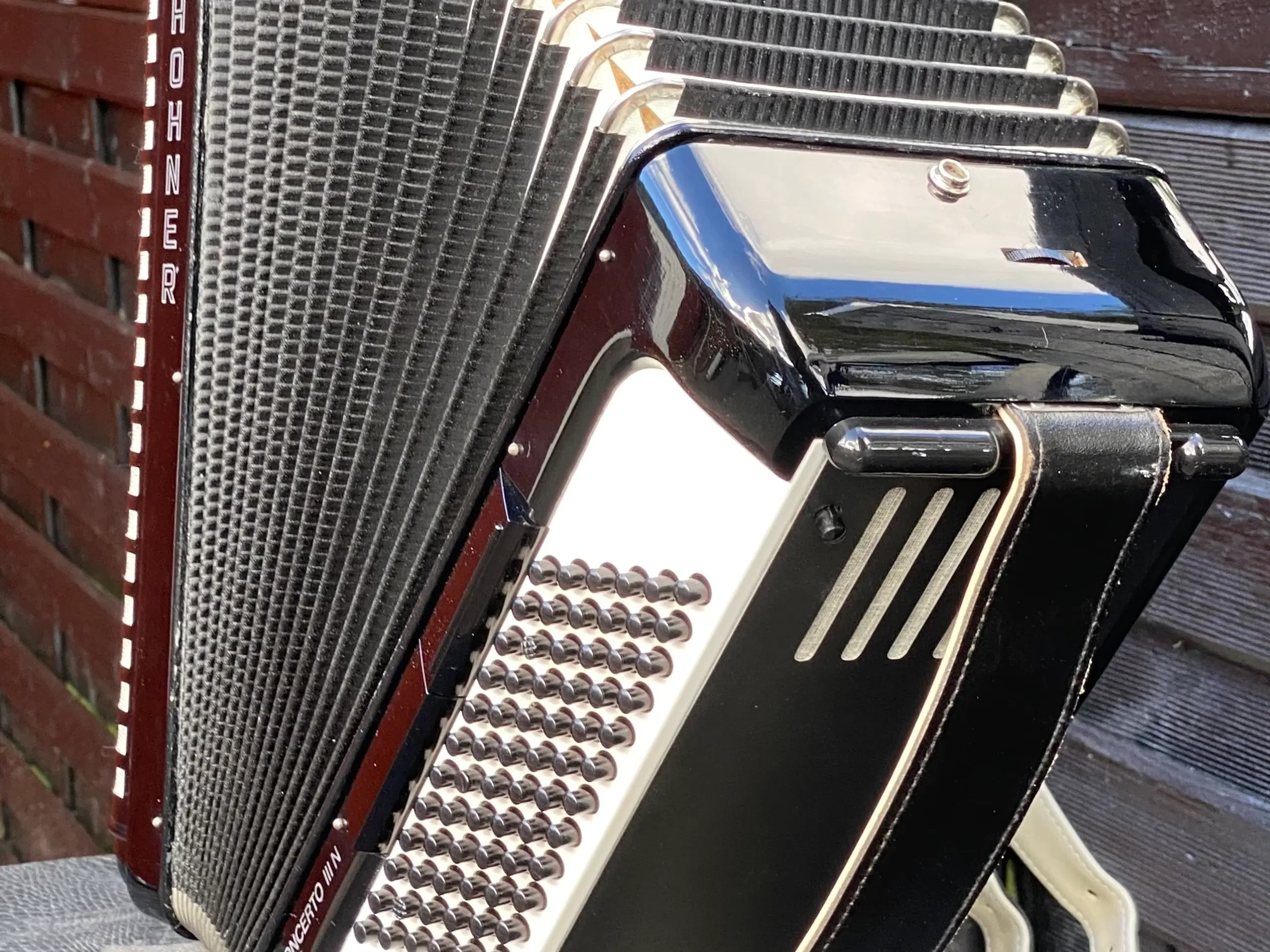 Denne brugte Hohner Concerto III N 72 harmonika