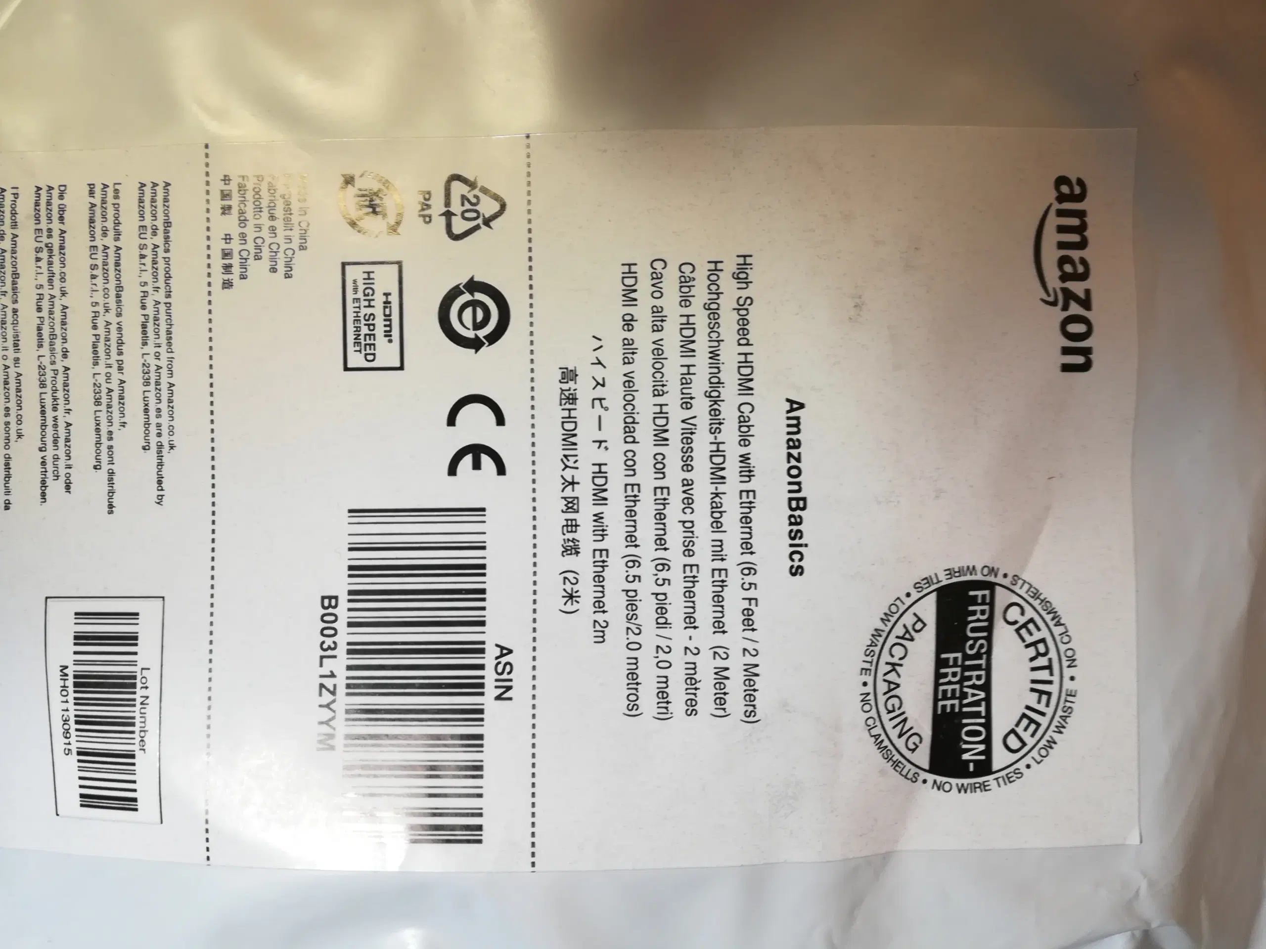 AmazonBasics HDMI kabler med ethernet - 4 stk