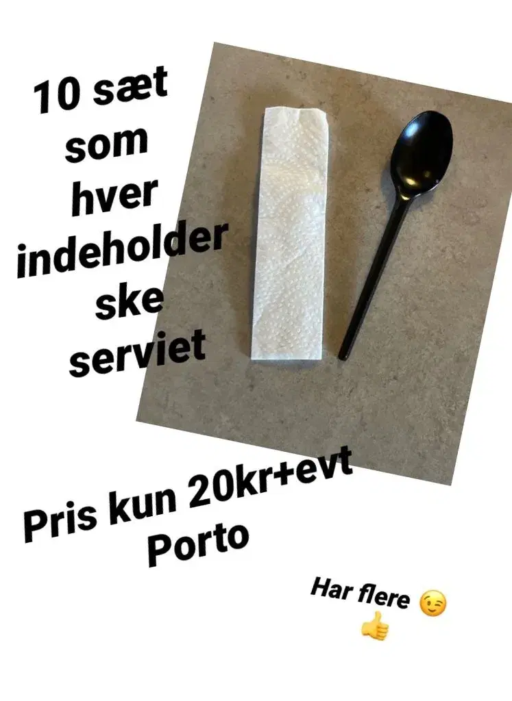 10 sæt  plastik ske+serviet