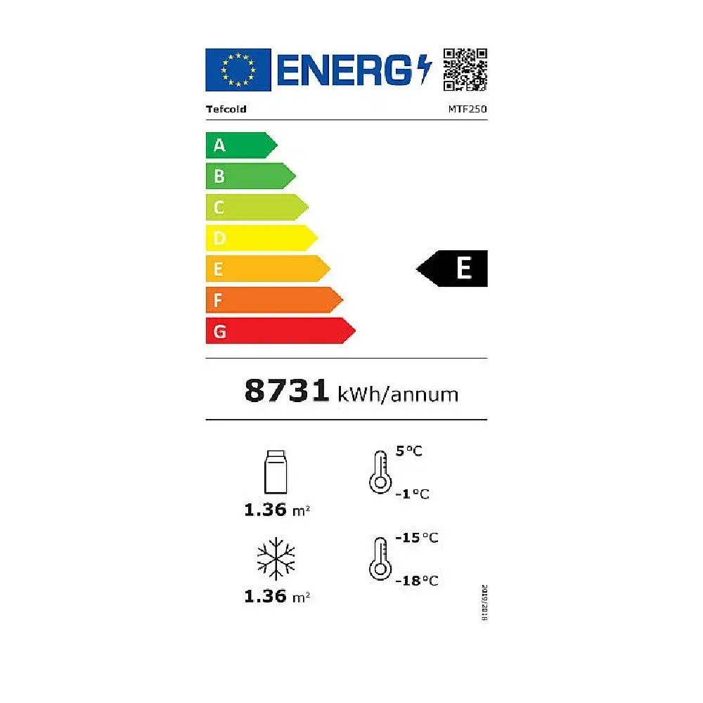 Displayfryser/køler – væg – 650 l -24 til -18 °C