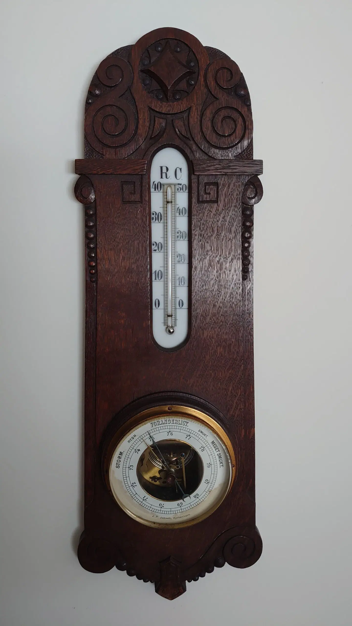 Gammelt barometer/termometer fuldt funktionelt