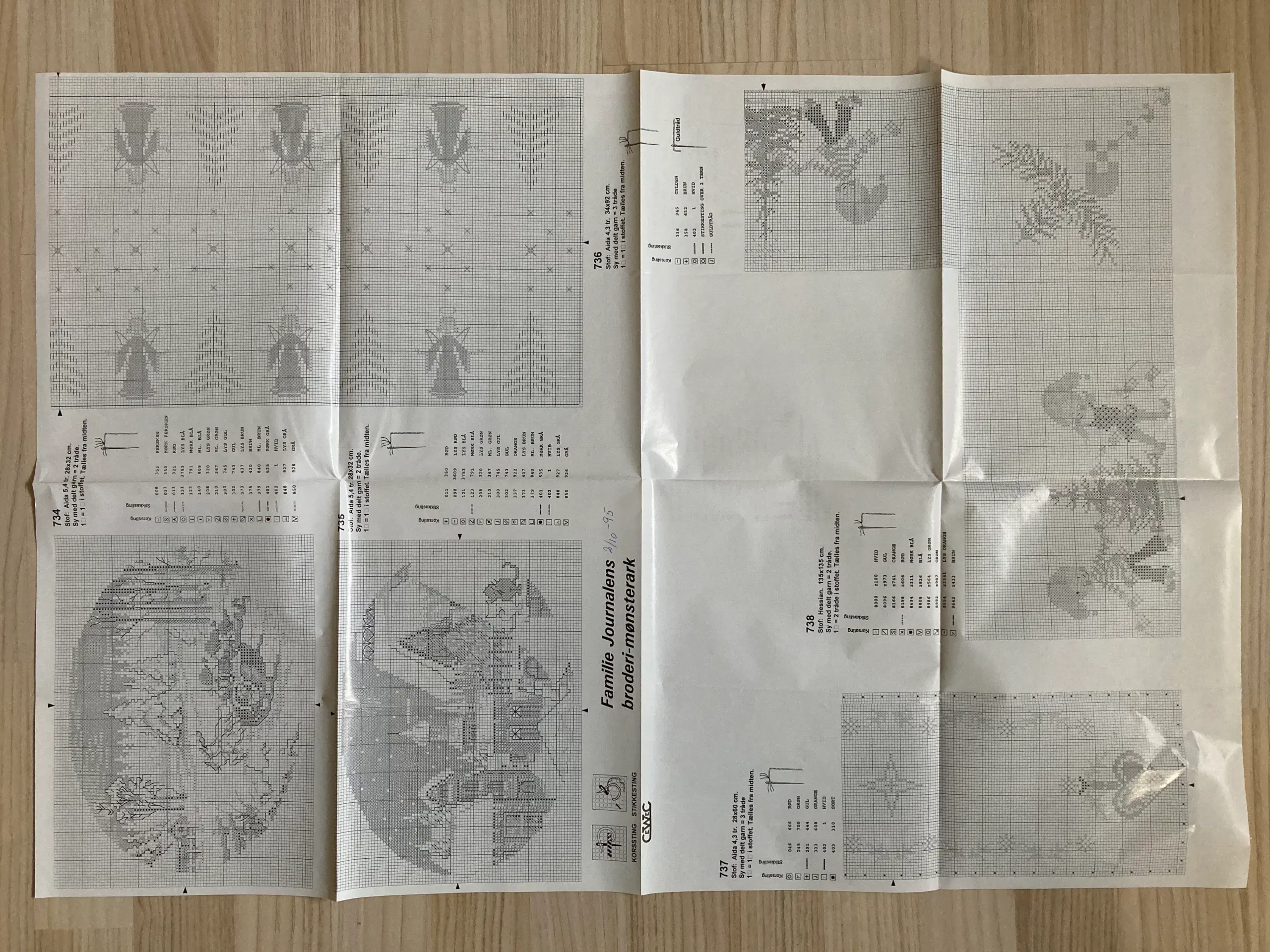 9 julebroderimønstre på mønsterark FJ oktober/1995