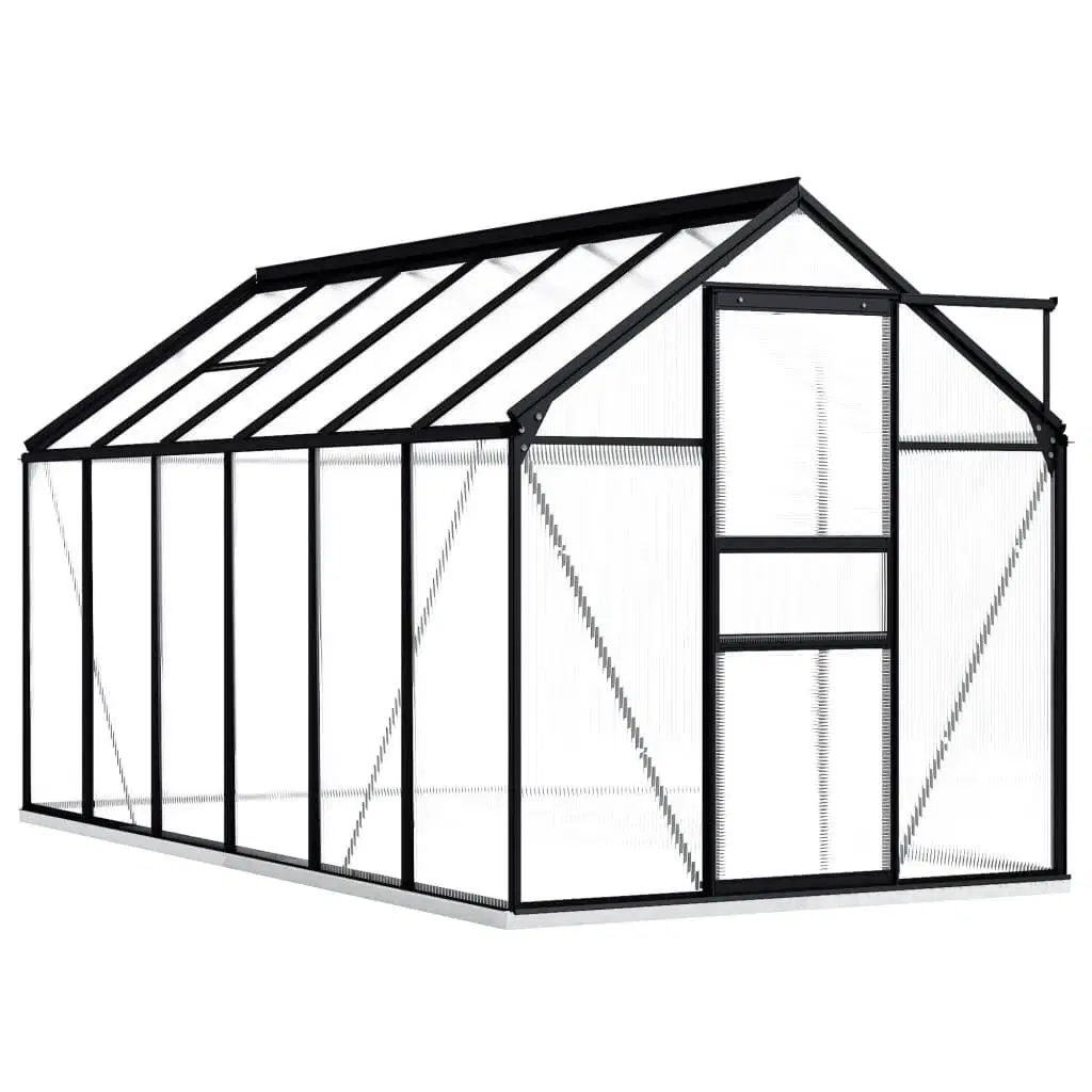 Drivhus med fundamentramme 703 m² aluminium antracitgrå