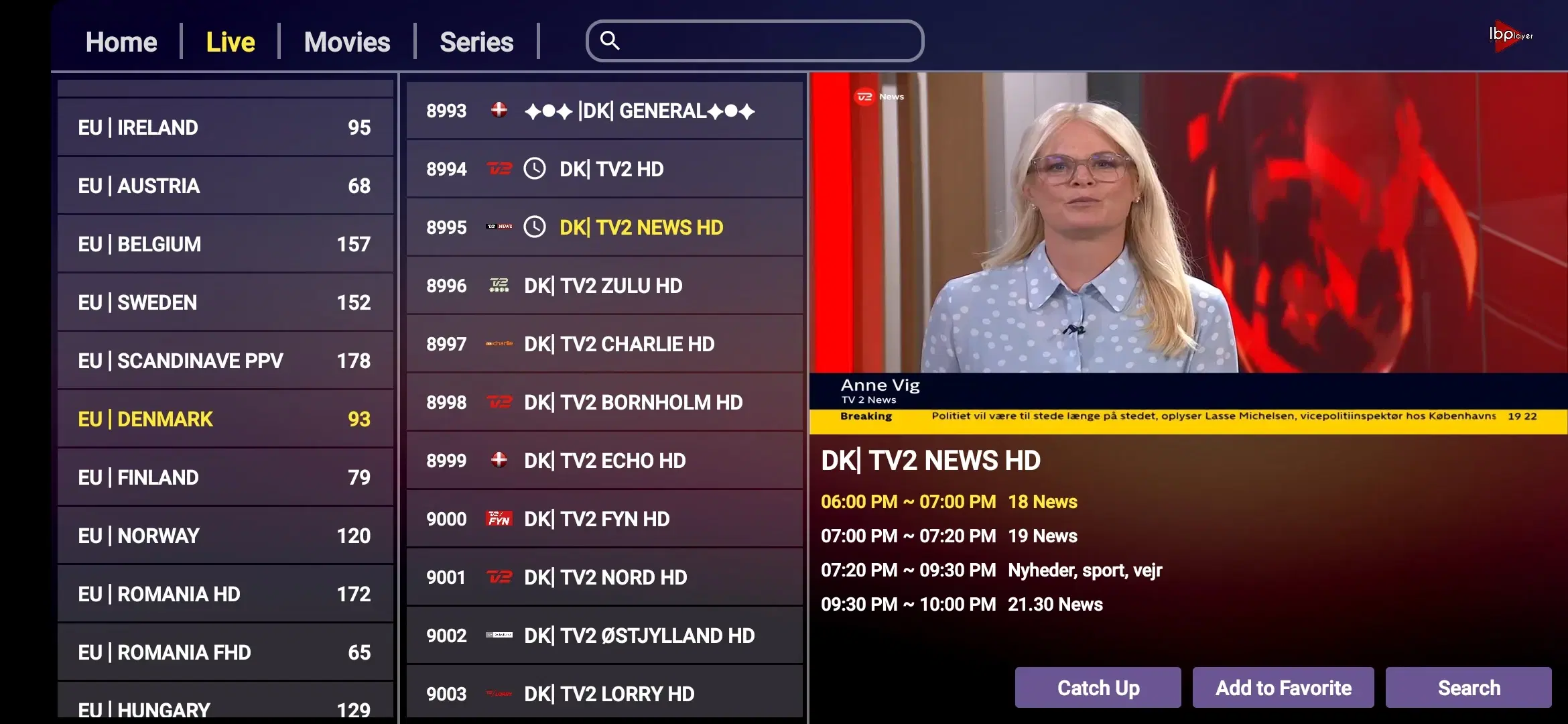 Tv programmer iptv