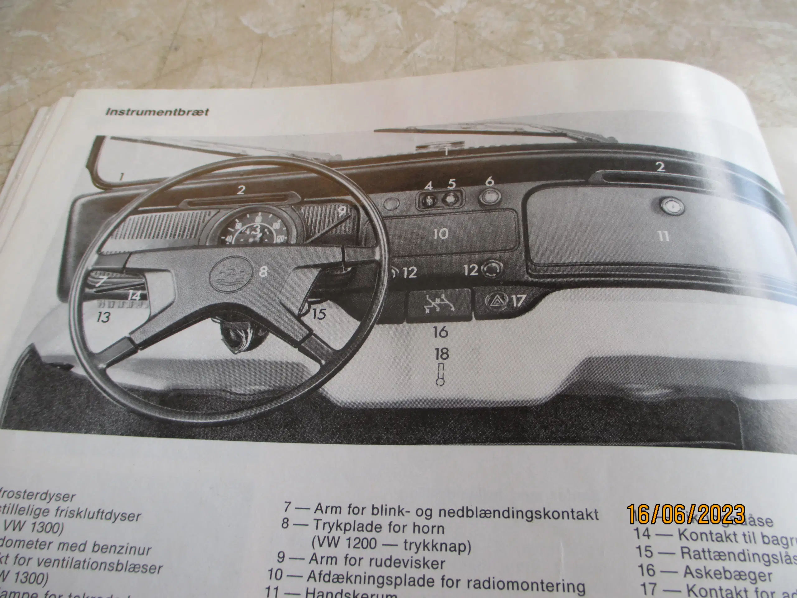 Brugt  Instruktionsbog   VW 1200  + 1300