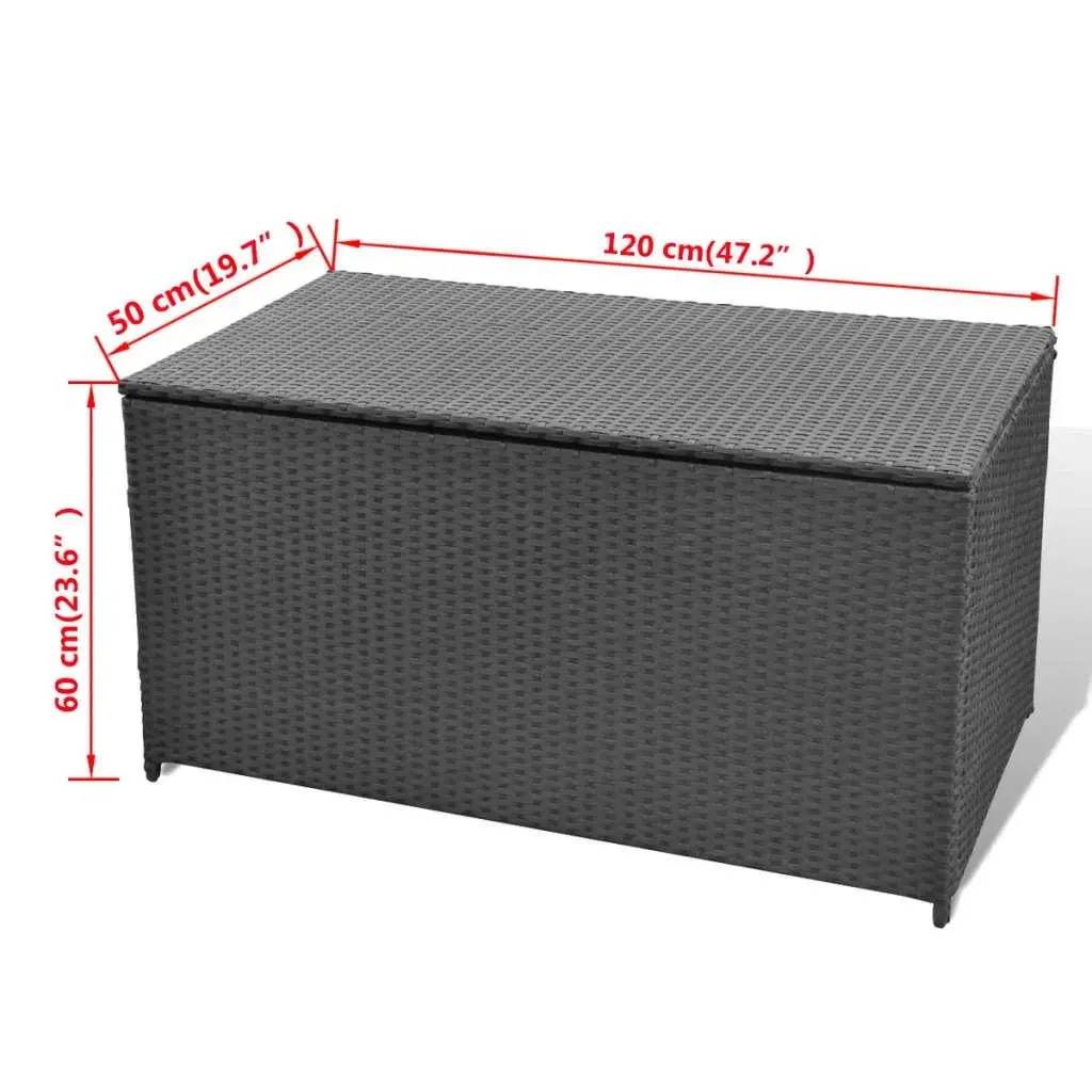 Udendørs opbevaringkasse sort 120x50x60 cm polyrattan